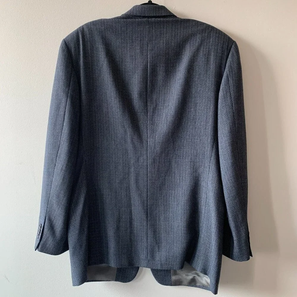 Tallia Uomo Men's Gray Multicolor Plaid Wool 2 Button Sport Coat Blazer Size 43R